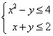 x^2-y <= 4, x+y <= 2