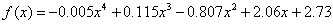 f(x) = -0.005x^4+0.115x^3-0.807x^2+2.06x+2.73