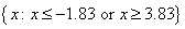 {x: x <= -1.83 or x >= 3.83}