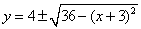 y = 4+-sqrt(36-(x+3)^2)