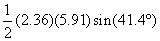 (1/2)(2.36)(5.91)sin(41.4deg)